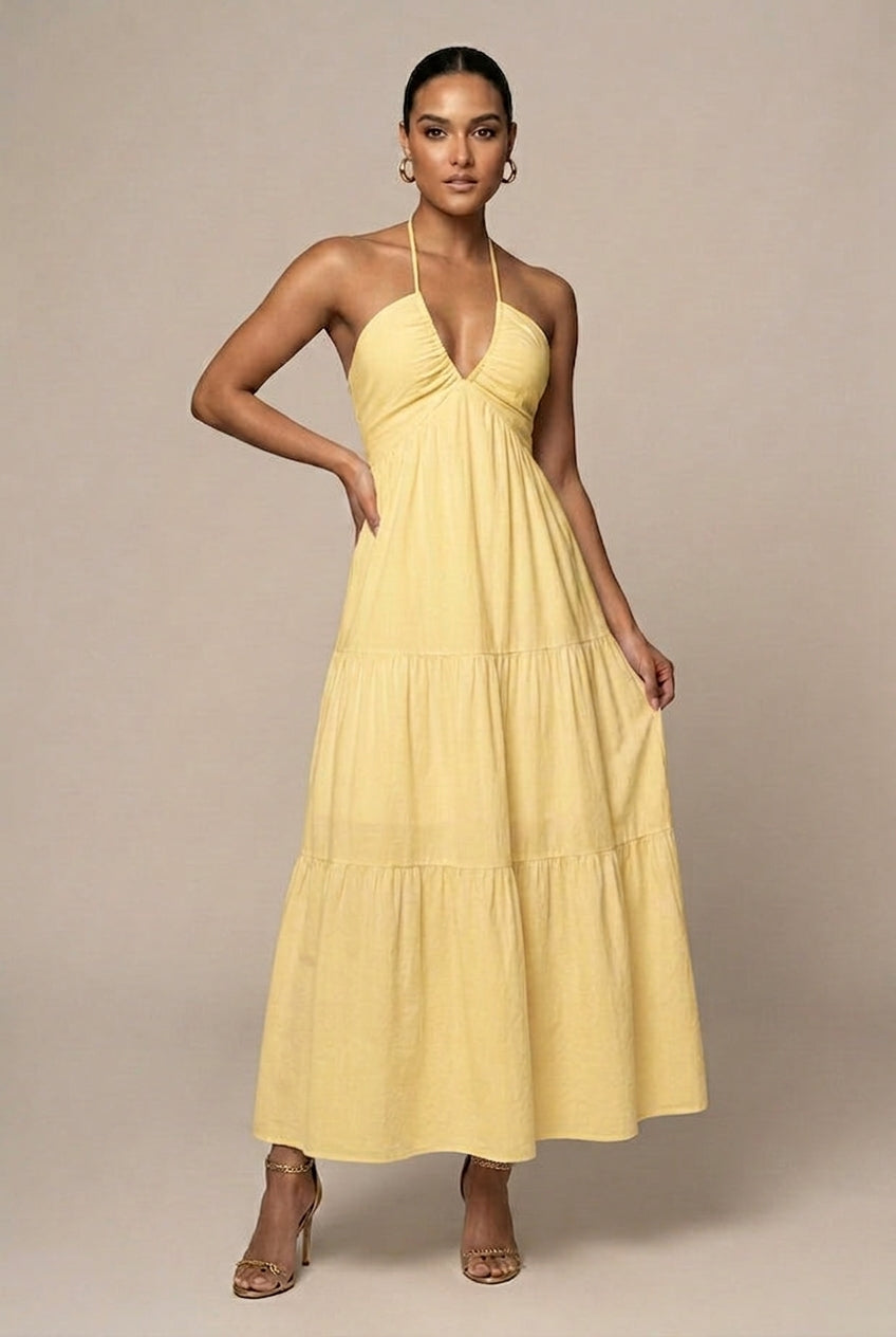 Backless Halter Maxi Dress