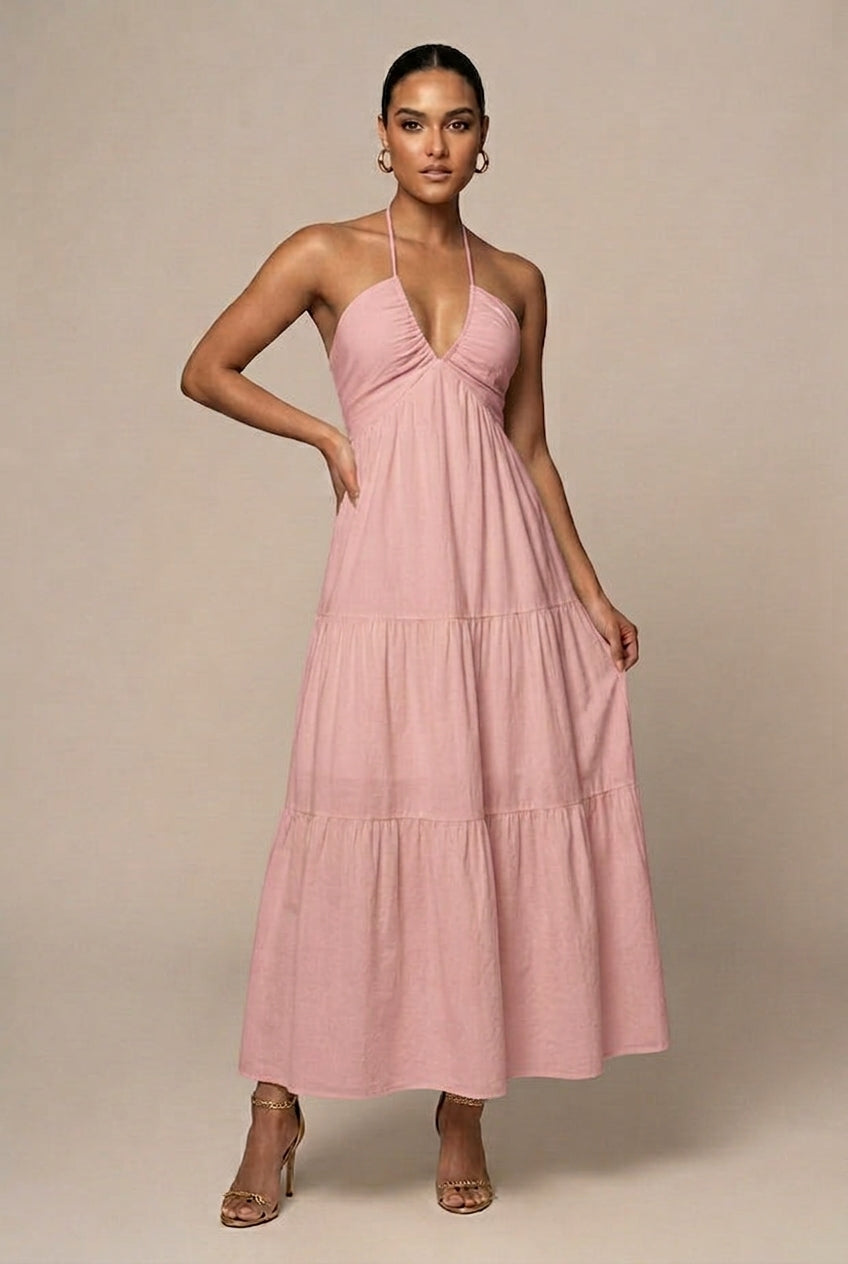 Backless Halter Maxi Dress