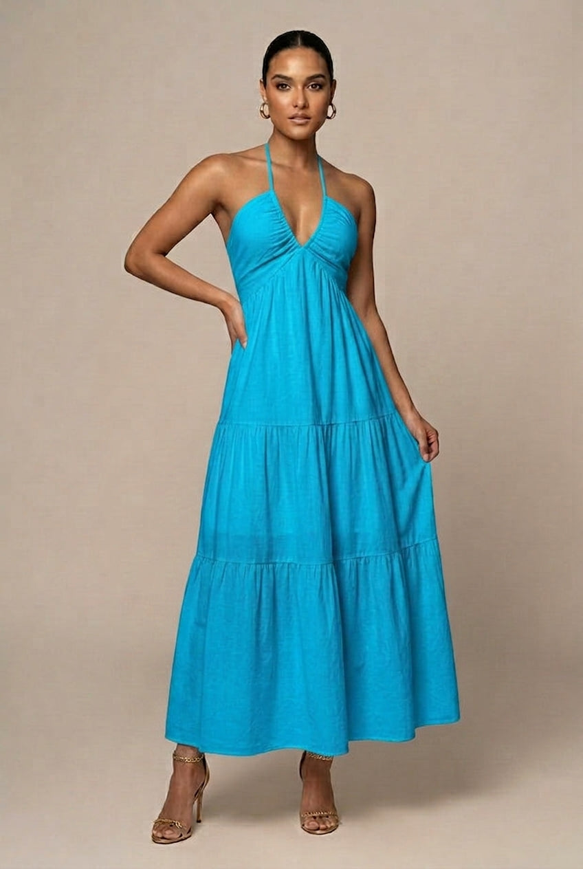 Backless Halter Maxi Dress