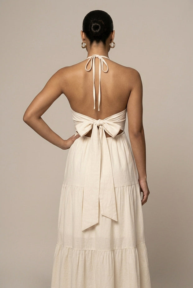 Backless Halter Maxi Dress