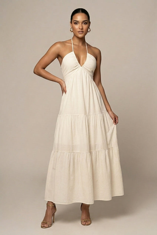 Backless Halter Maxi Dress