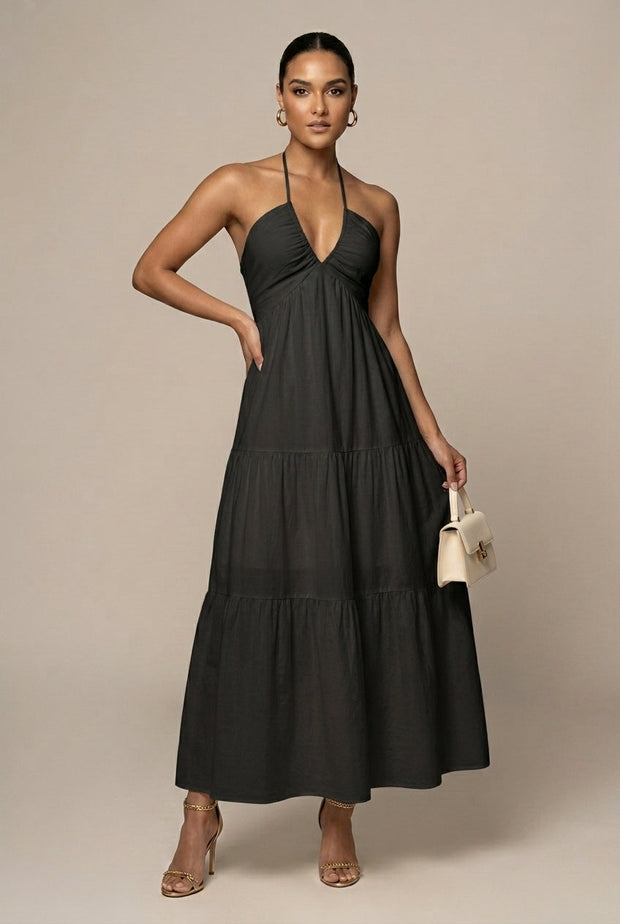 Backless Halter Maxi Dress